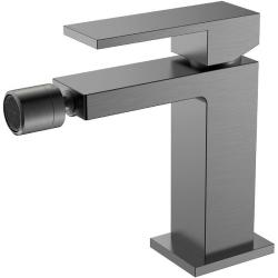 Смеситель для биде Boheme Qubic, однорычажный, неповоротный, керамический, длина излива 125 мм, латунь, цвет оружейная сталь матовая