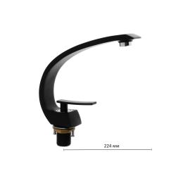 Смеситель для раковины/умывальника Accoona, однорычажный, неповоротный, керамический, длина излива 224 мм, латунь, цвет черный