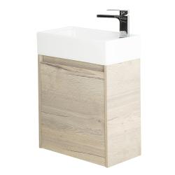 Тумба под раковину BelBagno Kraft Mini 50, 50х26х62 см, подвесная, 1 распашная дверь, ЛДСП, цвет: белый дуб галифакс, шкафчик навесной, прямоугольная, правая, в ванную комнату