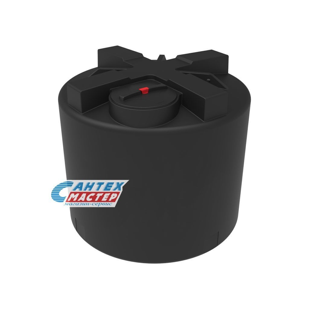 Емкость пластиковая (бак) Экопром T 2000 литров 107,2000,119,000 для воды,с крышкой с дыхательным клапаном (цвет-черный) с откидной крышкой