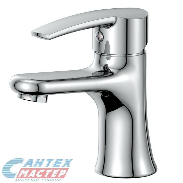 Смеситель для раковины D&K Valerius Rhein однорычажный, излив короткий, длина 102 мм, керамический, латунь, цвет хром, без донного клапана