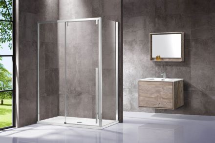Душевое ограждение Vincea Lugano  120х90х195 см, прозрачное стекло, профиль хром, левое/правое, прямоугольное/угловое, дверь раздвижная