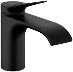 Смеситель для раковины Hansgrohe Vivenis 80, однорычажный, фиксированный, излив короткий, длина 13,3 см, керамический, латунь, цвет матовый черный, с донным клапаном