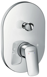 Смеситель для ванны Hansgrohe Logis скрытого монтажа, настенный/встраиваемый, однорычажный, овальный, латунный, без излива, керамический, цвет хром, без душевого шланга/лейки