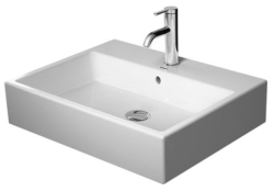 Раковина DURAVIT Vero Air WonderGliss 60х47х16,5 см, подвесная, прямоугольная, санфарфор, цвет белый, 1 отверстие под смеситель, антигрязевое покрытие, без перелива