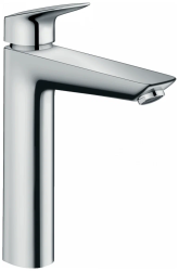 Смеситель для раковины Hansgrohe Logis 190, однорычажный, фиксированный излив, длина излива 16,6 см, керамический, латунь, цвет хром, с донным клапаном