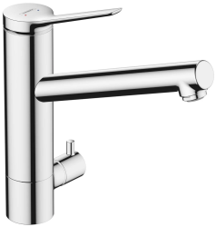 Смеситель для кухни/мойки Hansgrohe Zesis M33, 200 1jet, однорычажный, керамический, с поворотным изливом, длина 22 см, латунь, цвет хром, с запорным вентилем