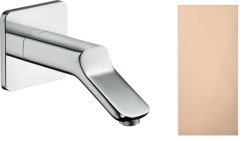 Излив для ванны Axor Urquiola, без переключателя на душ, настенный, неповоротный, латунь, цвет: полированное красное золото, квадратный, длина излива 17,1 см, встраиваемый/встроенный, для смесителя/ванны/ванной/душевой, без смесителя