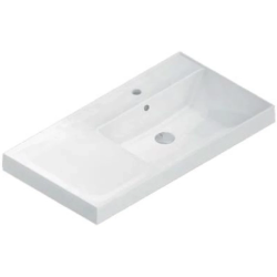 Раковина La Fenice Cubo 90, 90х48х18 см, полувстраиваемая, прямоугольная, цвет белый, керамическая, с отверстием под смеситель, слив-перелив, с крылом, правая/правосторонняя, умывальник