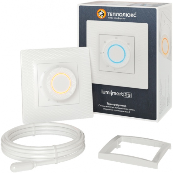 Терморегулятор электронный Теплолюкс LumiSmart 25 16 А (3,6 кВт), цвет белый, дисковое управление, для теплого пола 100035924400