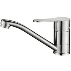 Смеситель для кухни/мойки LEDEME, однорычажный, поворотный, керамический, высота излива 164 мм, нержавеющая сталь, цвет сталь