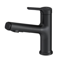 Смеситель для раковины/умывальника AM.PM X-Joy S однорычажный, неповоротный, выдвижной излив, керамический, длина излива 140 мм, латунь, цвет черный