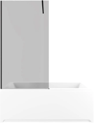 Шторка на ванну Allen Brau Infinity 3 универсальная, размер 825х1600 мм, закаленное стекло 8 мм, фиксированная, стекло тонированное, профиль черный браш