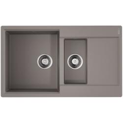 Мойка кухонная Omoikiri Daisen 86-2-GR, две чаши, 51х86 см, врезная, из искусственного гранита (Artgranit), прямоугольная, цвет ленинградский серый, без отверстия под смеситель, с крылом, оборачиваемая, слив-перелив, врезная в столещницу, для кухни