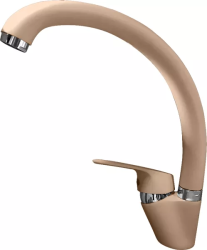 Смеситель для кухни/мойки GranFest, однорычажный, керамический картридж, высокий, с поворотным изливом, длина 200 мм, латунь, цвет топаз