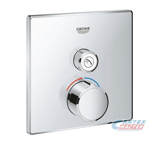 Смеситель для душа Grohe Grohtherm SmartControl термостатический, скрытого монтажа, на 1 выход, керамический, настенный, без излива/шланга/лейки, латунь хром Смеситель для душа Grohe Grohtherm SmartControl термостатический, скрытого монтажа, на 1 выход, керамический, настенный, без излива/шланга/лейки, латунь хром