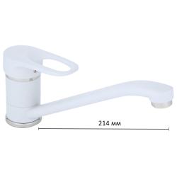 Смеситель для кухни/мойки Accoona, однорычажный, поворотный, керамический, длина излива 214 мм, латунь, цвет белый матовый