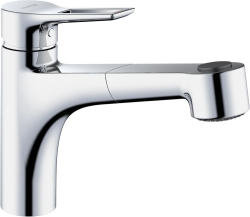 Смеситель для кухни/мойки KLUDI MIX, однорычажный, поворотный, латунный, с выдвижным изливом,  длина излива 255 мм, латунь, цвет хром