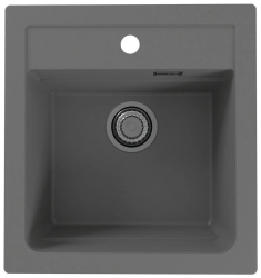 Мойка кухонная ALVEUS GRANITAL ATROX 20 CONCRETE-G81 47х50х19,5 см, врезная, искусственный гранит, прямоугольная, цвет бетон, с отверстием под смеситель, в комплекте с сифоном 1132823