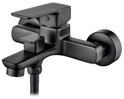 Смеситель для ванны/душа LEDEME настенный, однорычажный, неповоротный, латунный, длина излива 149 мм, латунь, цвет черный