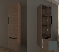 Пенал Cezares Urban, 32х35х150 см, подвесной, (правый/левый/универсальный), 1 распашная дверца/выдвижной ящик/зеркало, цвет серый матовый, в ванную комнату