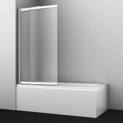 Душевая шторка на ванну WasserKRAFT Main 41S, 100х140 см, матовое стекло/профиль хром, раздвижная/распашная, плоская/панель, левая, левосторонняя