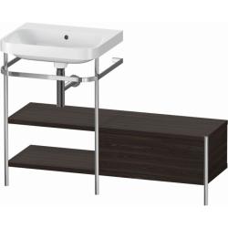 Консоль с раковиной Duravit Happy D.2 Plus c-bonded, 120х49х85 см, напольная, металл/ДСП 1 выдвижной ящик, 2 полки, левая, цвет: орех брашированный /умывальник, цвет белый, керамика, без отверстия под смеситель