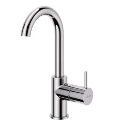 Смеситель для раковины Cezares Leaf, однорычажный, высокий, длина излива 128 мм, поворотный, керамический, латунь, цвет хром, без донного клапана