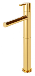 Смеситель для раковины Cezares Leaf, однорычажный, высокий, длина излива 132 мм, неповоротный, керамический, латунь, цвет золото, с донным клапаном