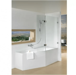 Душевая шторка на ванну Riho VZ Scandic NXT X500 Geta, 111,5x150 см, прозрачное стекло/профиль хром, распашная, плоская/панель, правая, правосторонняя, (душевая шторка для ванны)
