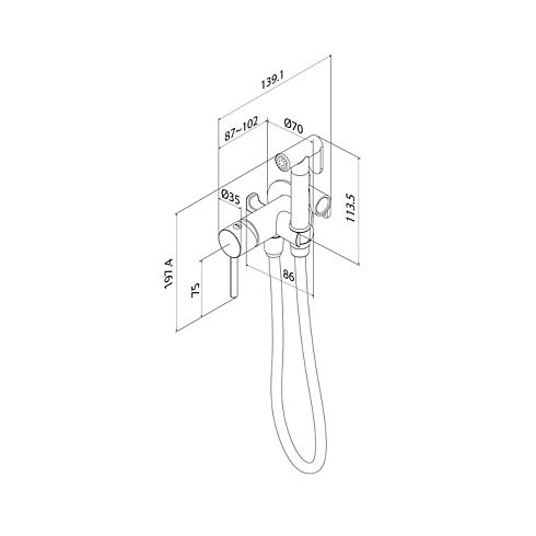 Смеситель с гигиеническим душем IDDIS Axes встраиваемый, однорычажный, керамический, без излива, с гибким шлангом/лейкой, латунь, цвет золото матовое 005MGR0i08