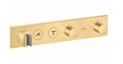 Смеситель для душа Axor ShowerSolutions Select 460/90, термостатический, для 2 потребителей, скрытого/настенного монтажа, без излива/шланга/лейки, прямоугольный, латунный, цвет шлифованное золото, с термостатом, встроенный/встраиваемый/термостатный