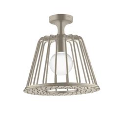 Верхний душ AXOR LampShower/Nendo 275 1jet, с потолочным подсоединением, потолочный монтаж, круглый, с 1 режимом, размер 27,5 см, металлический, цвет: шлифованный никель, со встроенным освещением, для душа/ванной