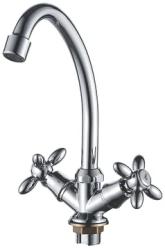 Смеситель для кухни/мойки LEDEME, двухвентильный, поворотный, силуминовый, длина излива 166 мм, силумин, цвет хром