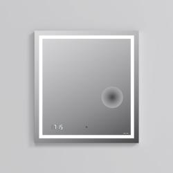 Зеркало Am.Pm Gem 650х700х30 см с LED/ЛЕД-подсветкой, прямоугольное, с ИК- сенсором, выключатель сенсорный, с часами, с косметическим зеркалом