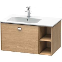 Тумба под раковину Duravit Brioso, 82х47,9х44,2 см, подвесная, 1 выдвижной ящик, с открытой полкой слева, ДСП, цвет: дуб европейский/хром, шкафчик навесной, механизм доводчика, прямоугольная, левая, в ванную комнату