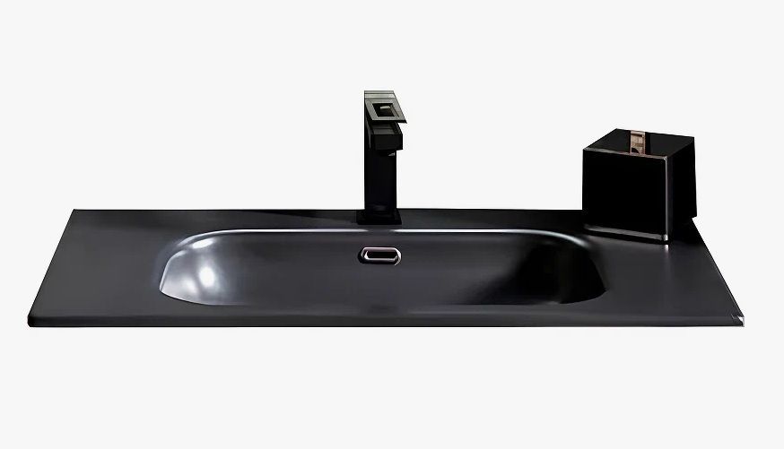 Раковина-столешница Armadi Art Vallessi, 81х46х17 см, фаянс, накладная, мебельная, прямоугольная, керамическая/ фаянсовая, цвет антрацит, 1 отверстие под смеситель, слив-перелив