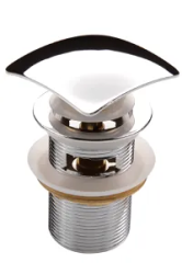 Донный клапан Deante, click-clack/клик-клак, квадратный, латунь, цвет хром, с переливом, для раковины/умывальника