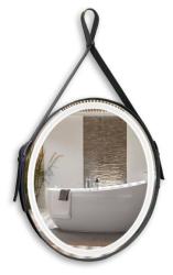 Зеркало Silver Мirrors Капитан, 71х71 см, с LED/ЛЕД-подсветкой, круглое, выключатель бесконтактный, подвес из натуральной кожи, для ванны