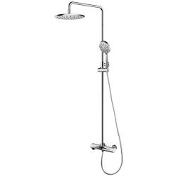Душевая система Azario GALAXY, настенная, цвет хром, комплект: термостатический смеситель/излив/тропический душ (с верхней лейкой)/ручной душ/шланг, наружнего/наружного монтажа