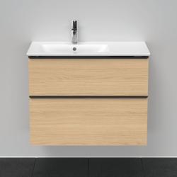 Тумба под раковину Duravit D-Neo, 81х46,2х62,5 см, подвесная, 2 выдвижных ящика, ДСП, цвет: натуральный дуб, шкафчик навесной, прямоугольная, правая/левая, для раковины ME by Starck # 234683, в ванную комнату