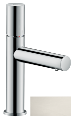 Смеситель для раковины/умывальника Axor Uno 110, однорычажный, с рукояткой zero, фиксированный излив, длина излива 12,3 см, керамический, латунь, цвет под сталь, с незапираемым сливным набором