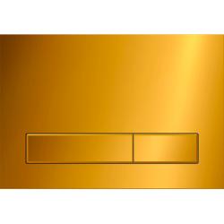 Кнопка смыва KK-POL M08, прямоугольная, цвет: золото глянцевое. пластик, клавиша управления для сливного бачка, инсталляции унитаза, двойная, механическая, панель, универсальная, размер 15х22х1,3 см