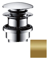 Донный клапан Axor push-open, для раковины и биде, клик-клак, латунный, круглый, с переливом, цвет: полированная бронза, автоматический, классический/стандартный