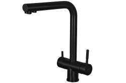 Смеситель для кухни/мойки ZorG Inox, под фильтр, однорычажный, поворотный, керамический картридж, длина излива 220 мм, сталь, цвет черный