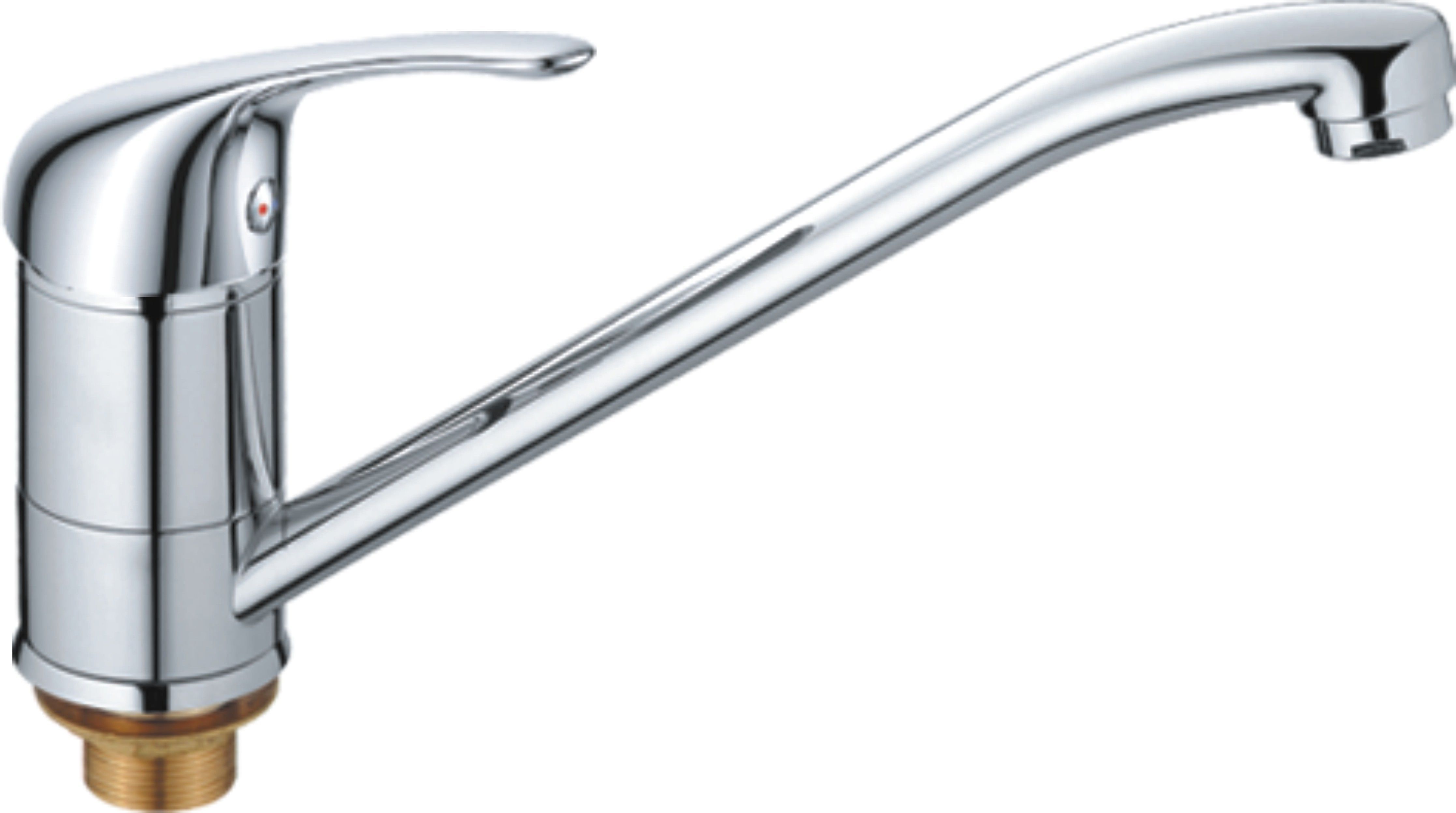 Смеситель для кухни/мойки HAIBA однозахватный, поворотный, латунный, с длинным изливом, длина 221 мм, латунь, цвет хром