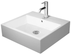 Раковина DURAVIT Vero Air WonderGliss 50х47х16,5 см, подвесная, прямоугольная, санфарфор, шлифованная, цвет белый, без отверстия под смеситель, антигрязевое покрытие, слив/перелив