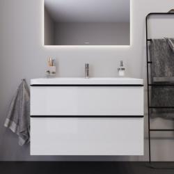 Тумба под раковину Duravit D-Neo, 98,4х45,2х62,5 см, подвесная, 2 выдвижных ящика, ДСП, цвет: белый глянец, шкафчик навесной, прямоугольная, правая/левая, в ванную комнату
