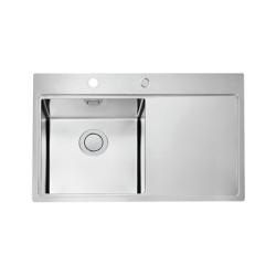 Мойка кухонная ALVEUS PURE UP 40 KMB 90 FI 79х52,5х20,5 см, слив 90, чаша слева, врезная сверху/вровень со столешницей, с крылом, левая, нержавеющая сталь, прямоугольная, цвет нержавеющая сталь (КМБ), 1 отверстие под смеситель