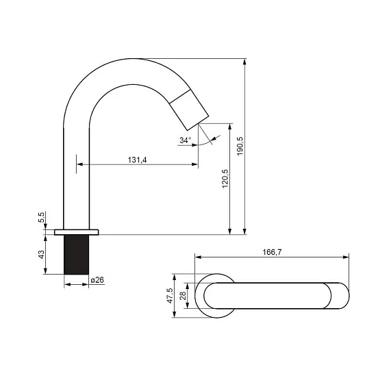 Смеситель для раковины/умывальника Damixa Scandinavian Pure, сенсорный, неповоротный, длина излива 131 мм, латунь, цвет хром